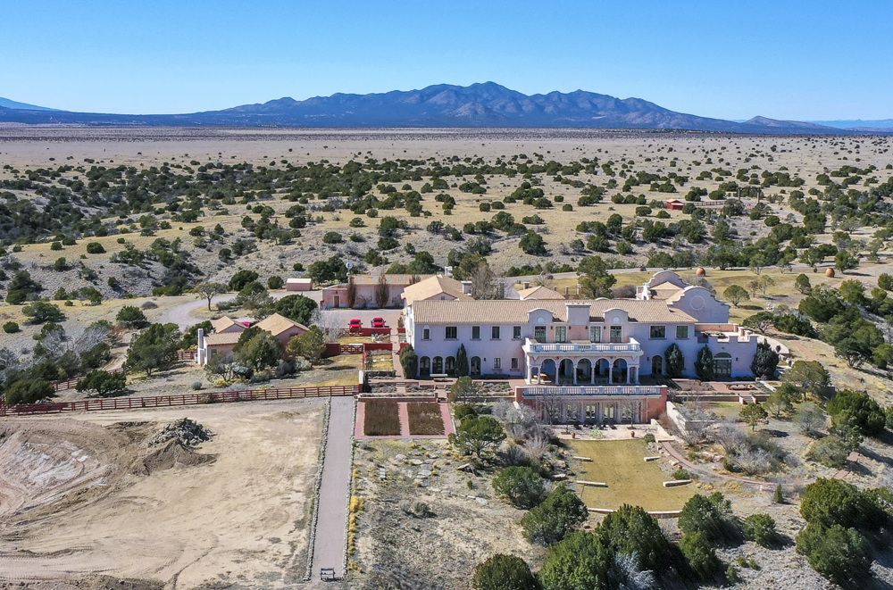 an aerial view, Jeffrey Epstein's Zorro Ranch is shown on March 8, 2026 outside of Santa Fe, New Mexico.